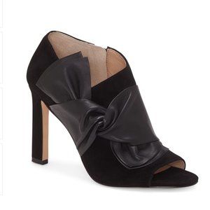Suede & Leather Open Toe Bootie